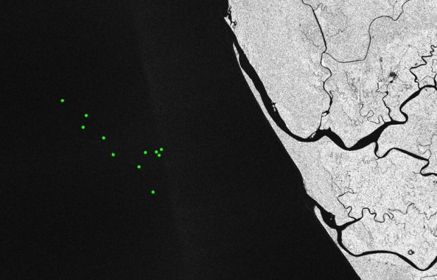 Various offshore objects being highlighted by the automated technology