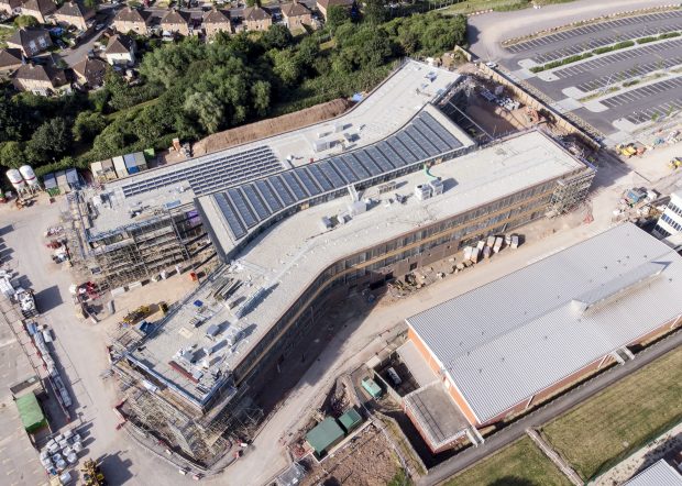An aerial shot of the UK Hydrographic Office's new building under construction