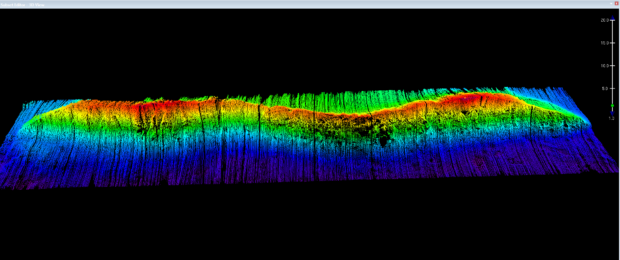 3D image of bathymetry data collected of the major ridge to the North East of Turks and Caicos